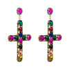 Alloy Inlaid Color Diamond Crossshaped Women's Highend Long Earrings