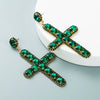 Alloy Inlaid Color Diamond Crossshaped Women's Highend Long Earrings