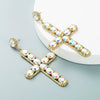 Alloy Inlaid Color Diamond Crossshaped Women's Highend Long Earrings