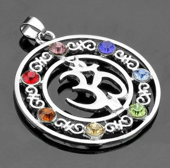 Alloy Inlaid Crystal Gemstone Retro Geometric Pendant Jewelry