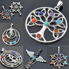 Alloy Inlaid Crystal Gemstone Retro Geometric Pendant Jewelry