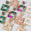 Alloy Inlaid Diamond Glass Multilayer Square Geometric Earrings Women's Fashion