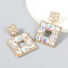 Alloy Inlaid Diamond Glass Multilayer Square Geometric Earrings Women's Fashion