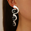 Alloy Inlaid Oval Geometric Women's Earrings With Electroplating