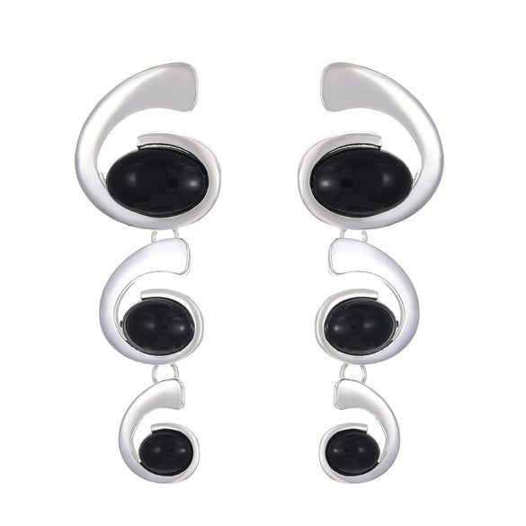 Alloy Inlaid Oval Geometric Women's Earrings With Electroplating