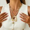Alloy Inlaid Pearl Geometric Cross Punk Hiphop Ins Style Electroplated Women's Necklace