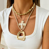 Alloy Inlaid Pearl Geometric Cross Punk Hiphop Ins Style Electroplated Women's Necklace