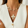 Alloy Inlaid Pearl Geometric Cross Punk Hiphop Ins Style Electroplated Women's Necklace