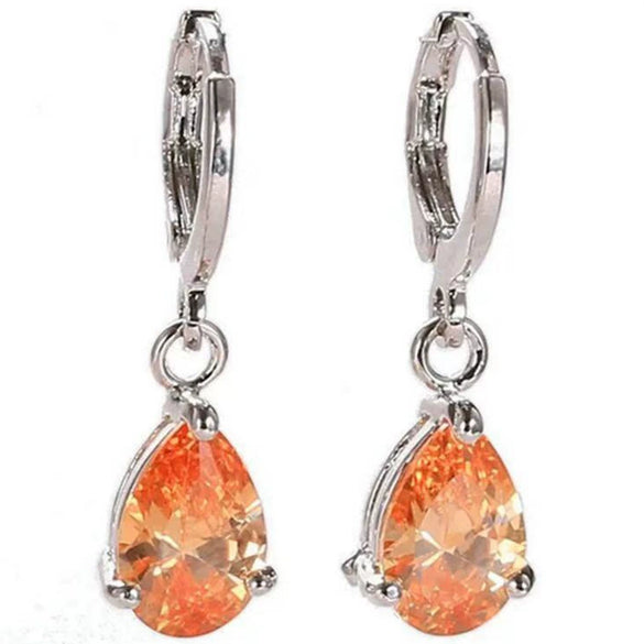 Alloy Inlaid Pink Zircon Drop Shape Women's Earrings Geometric Engagement Jewelry
