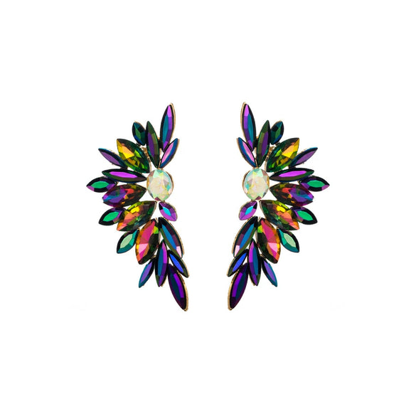 Alloy Inlaid Rhinestone Flower Diamond Earrings For Women