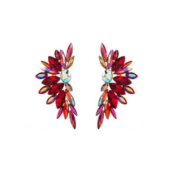 Alloy Inlaid Rhinestone Flower Diamond Earrings For Women