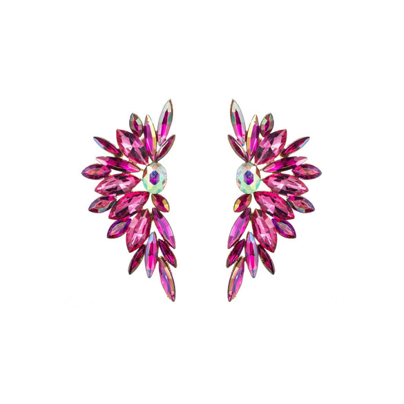Alloy Inlaid Rhinestone Flower Diamond Earrings For Women