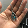 Alloy Inlaid Turquoise Retro Dyed Black Feather Pendant Electroplated Engagement Necklace