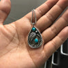 Alloy Inlaid Turquoise Retro Dyed Black Feather Pendant Electroplated Engagement Necklace