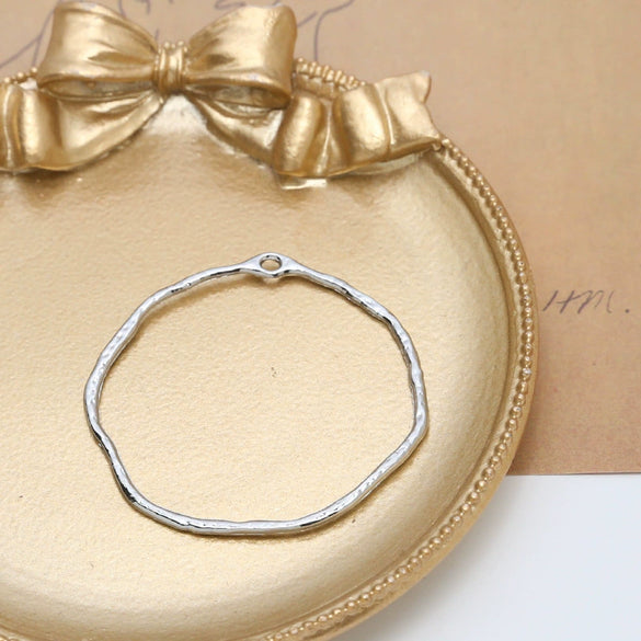 Alloy Irregular Geometric Round Fold Hollow Frame Diy Handmade Jewelry Pendant Material Accessories Minimalist Style