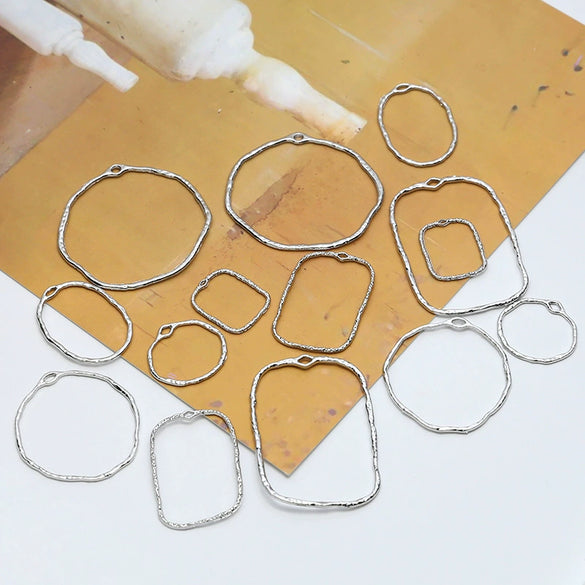 Alloy Irregular Geometric Round Fold Hollow Frame Diy Handmade Jewelry Pendant Material Accessories Minimalist Style