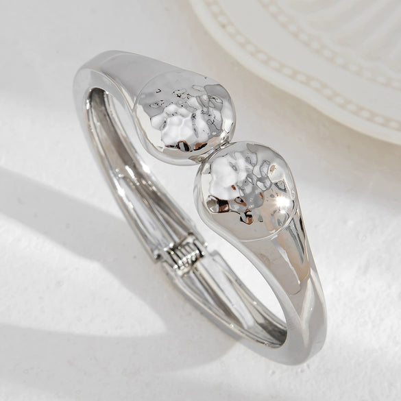 Alloy Irregular Metal Electroplated Smooth Bracelet With Water Ripple Design