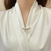 Alloy Irregular Pearl Bow Brooch With Leaf Pattern And Electroplating For Women