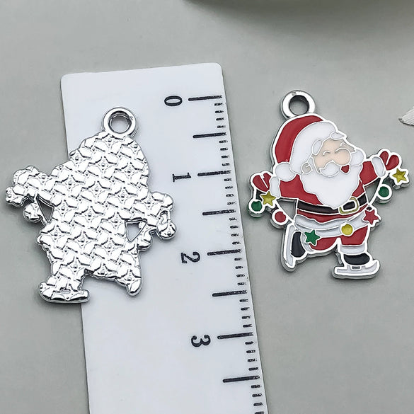 Alloy Jewelry Accessories Christmas Tree Santa Claus Snowman Bell Elk Dripping Oil Pendant For Diy Bracelet