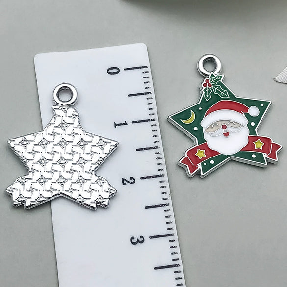 Alloy Jewelry Accessories Christmas Tree Santa Claus Snowman Bell Elk Dripping Oil Pendant For Diy Bracelet