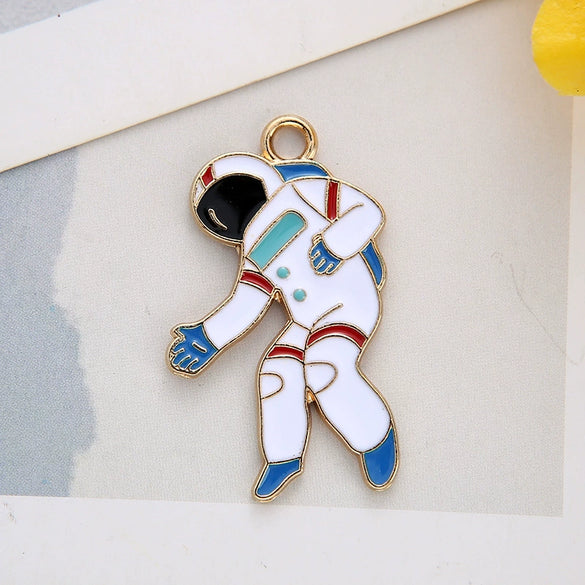 Alloy Jewelry Accessories Dripping Oil Pendant Star Universe Astronaut Earring Pendant Key