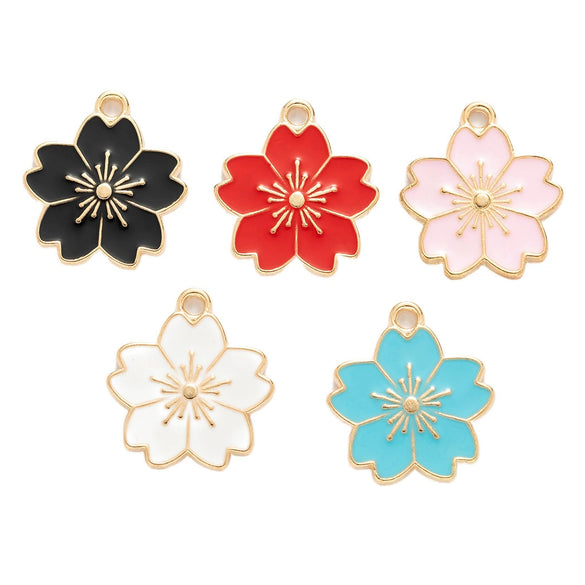Alloy Jewelry Accessories Dripping Oil Totem Cherry Blossom Pendant For Necklace Bracelet Mobile Phone