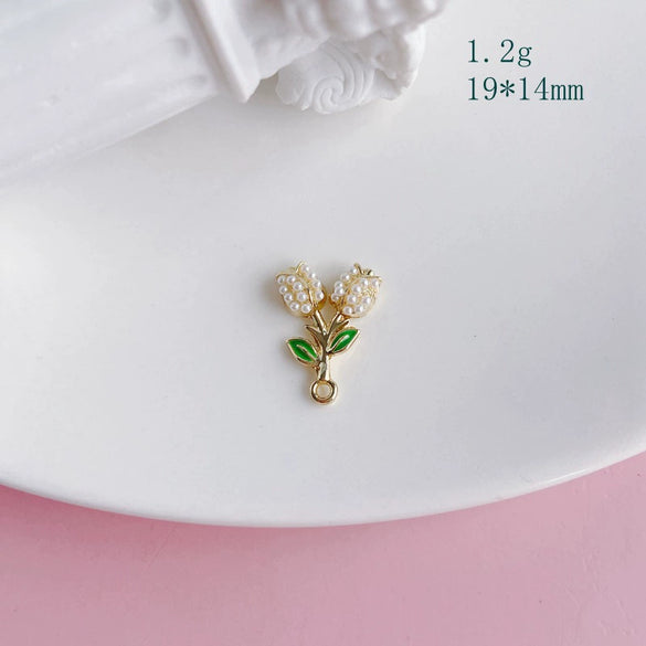 Alloy Jewelry Accessories Electroplated Rose Tulip Inlaid Small Pendant