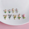 Alloy Jewelry Accessories Electroplated Rose Tulip Inlaid Small Pendant