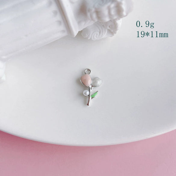 Alloy Jewelry Accessories Electroplated Rose Tulip Inlaid Small Pendant