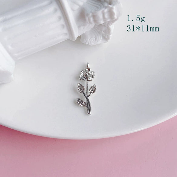 Alloy Jewelry Accessories Electroplated Rose Tulip Inlaid Small Pendant