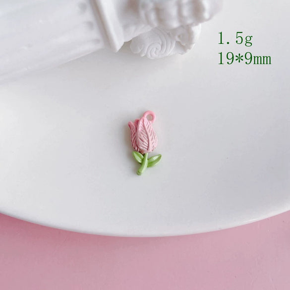 Alloy Jewelry Accessories Electroplated Rose Tulip Inlaid Small Pendant