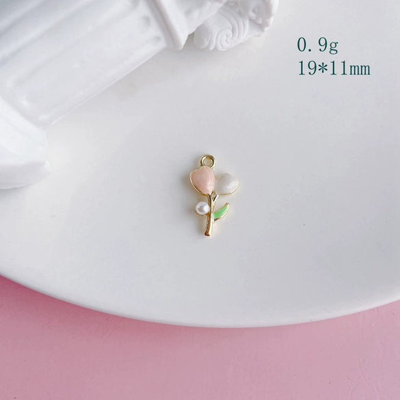 Alloy Jewelry Accessories Electroplated Rose Tulip Inlaid Small Pendant