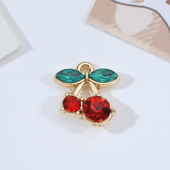 Alloy Jewelry Accessories Fruit Food Style Dripping Oil Cherry Pendant For Jewelry Making