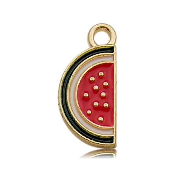 Alloy Jewelry Accessories Moon Leaf Pendant With Dripping Oil Design And Return Pattern Fruit Food Style