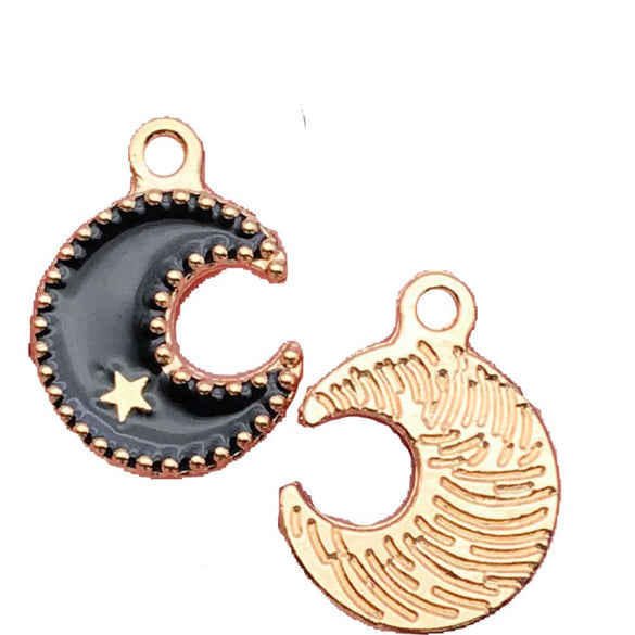 Alloy Jewelry Accessories Moon Leaf Pendant With Dripping Oil Technique And Return Pattern Fruit Food Style