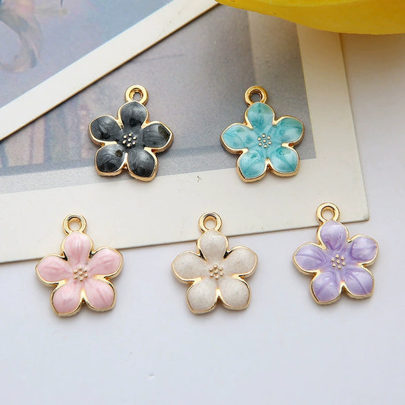 Alloy Jewelry Accessories Pendant With Dripping Oil Design And Pearl Flower For Diy