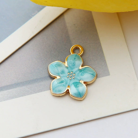 Alloy Jewelry Accessories Pendant With Dripping Oil Design And Pearl Flower For Diy