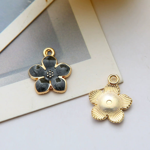 Alloy Jewelry Accessories Pendant With Dripping Oil Design And Pearl Flower For Diy