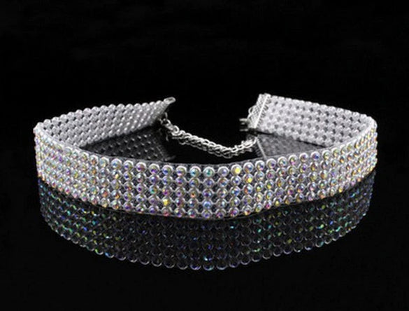 Alloy Jewelry Geometric Pattern Water Wave Chain Diamond Multilayer Collar Necklace