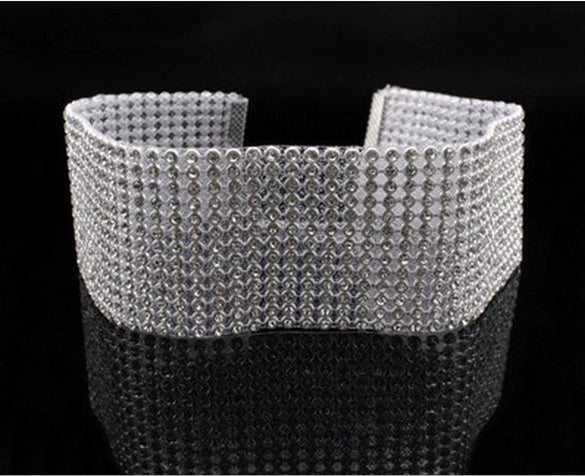 Alloy Jewelry Geometric Pattern Water Wave Chain Diamond Multilayer Collar Necklace