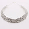 Alloy Jewelry Geometric Pattern Water Wave Chain Diamond Multilayer Collar Necklace