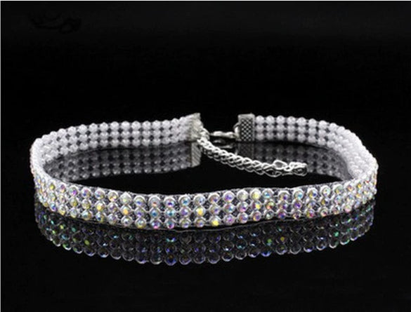 Alloy Jewelry Geometric Pattern Water Wave Chain Diamond Multilayer Collar Necklace