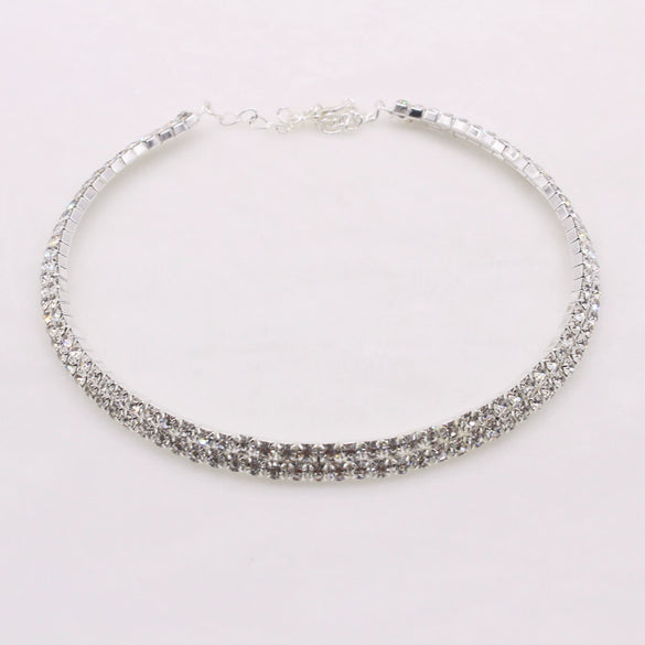 Alloy Jewelry Geometric Pattern Water Wave Chain Diamond Multilayer Collar Necklace