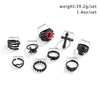 Alloy Jewelry Ghost Skull Spider Cross Ring Set With Geometric Animal Zodiac Pattern And Electroplating Treatment For Women