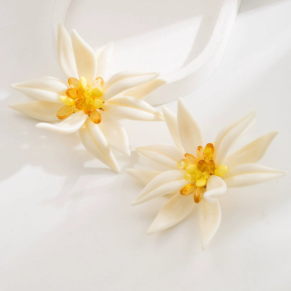 Alloy Jewelry Handmade Bamboo Chain Mixed Gem Inlay Flower Earrings Bracelet Double Layer Stacked Necklace