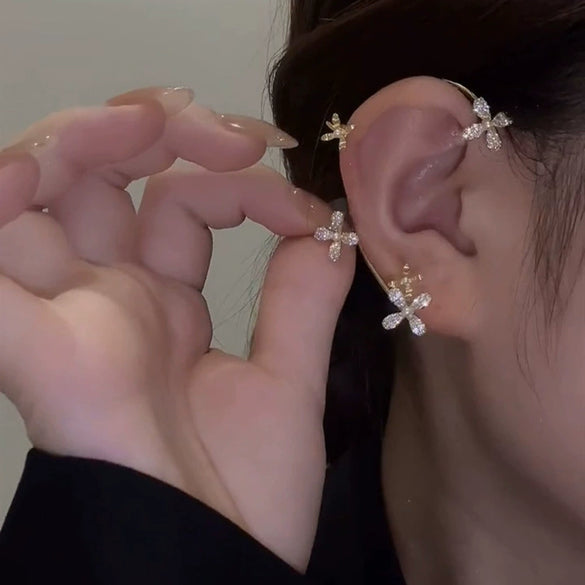 Alloy Jewelry Microinlay Butterfly Women's Ear Clip And Ear Hanging Earrings Without Ear Holes