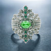 Alloy Jewelry Minimalist Geometric Style Inlaid Emerald Women's Ring Electroplated