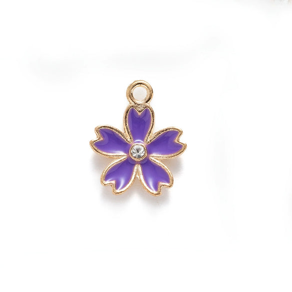 Alloy Jewelry Pendant Bracelet With Cherry Blossom Plants Flowers Style And Totem Pattern And Dripping Oil Design