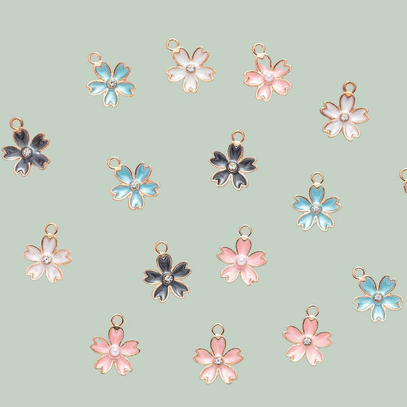Alloy Jewelry Pendant Bracelet With Cherry Blossom Plants Flowers Style And Totem Pattern And Dripping Oil Design