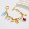 Alloy Jewelry Personality Retro Small Elephant Cow Head Ot Buckle Chain Bracelet With Crown Heart Shape Flower Bow Tie Star Shape Electroplated For Women